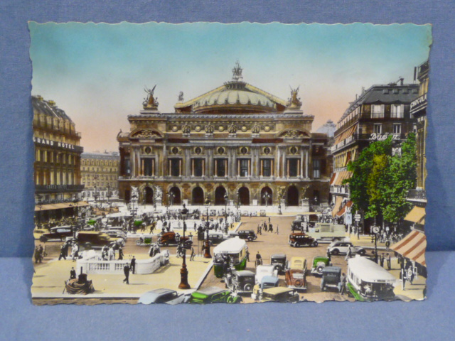 Original WWII Era French Architecture Postcard, Paris en Flanant Place de l'Opera