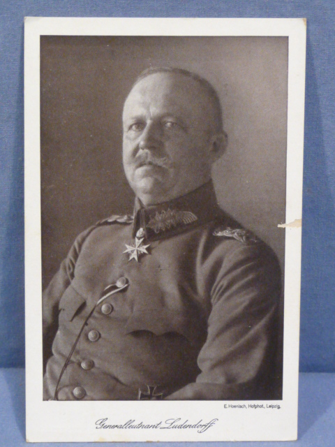 Original WWI German Military Personality Postcard, Generalleutnant Ludendorff