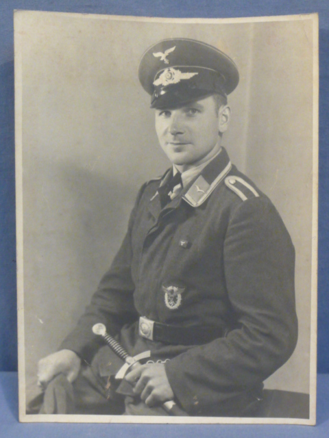 Original WWII Era German Luftwaffe NCO Soldier's Photograph, Pilot with Dagger