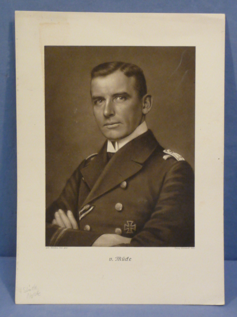 Original WWII German Kriegsmarine (Navy) Personality Print, Kapitnleutnant von Mcke