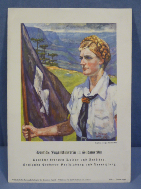 Original WWII German Print, German Youth Leader in South America