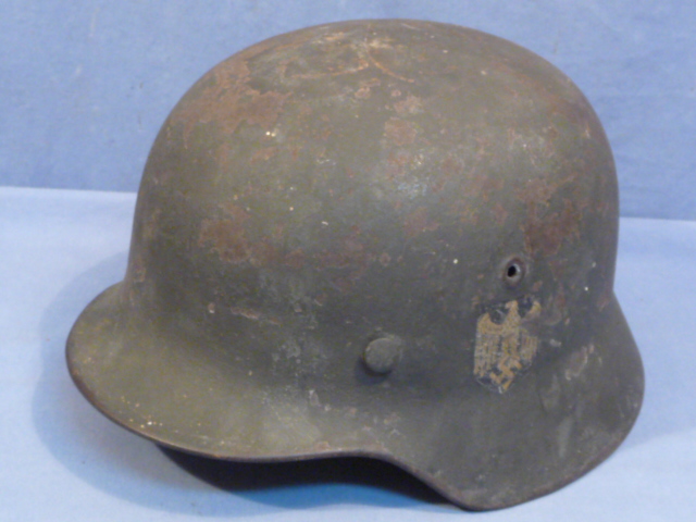 Original WWII German HEER (Army) M35 Single Decal Helmet with Liner - Uncleaned