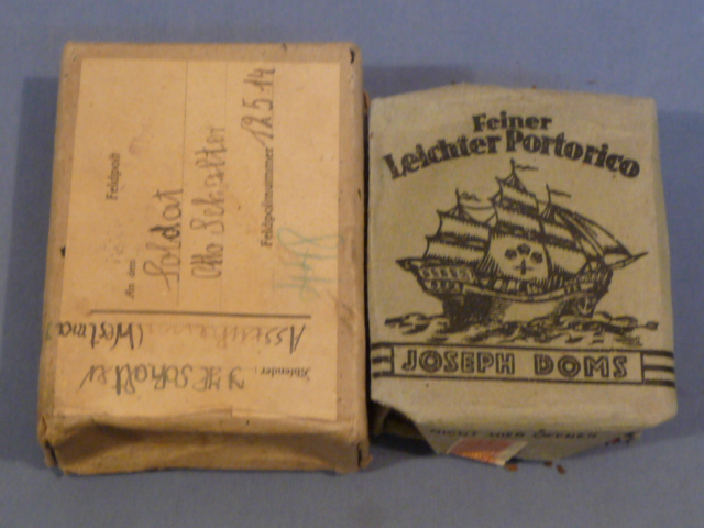 Original WWII German Unopened Packet of Pipe Tobacco in Feldpost Mailing Box