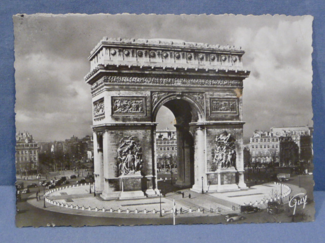 Original WWII Era French Architecture Postcard, Paris et ses Merveilles Arc de triomphe