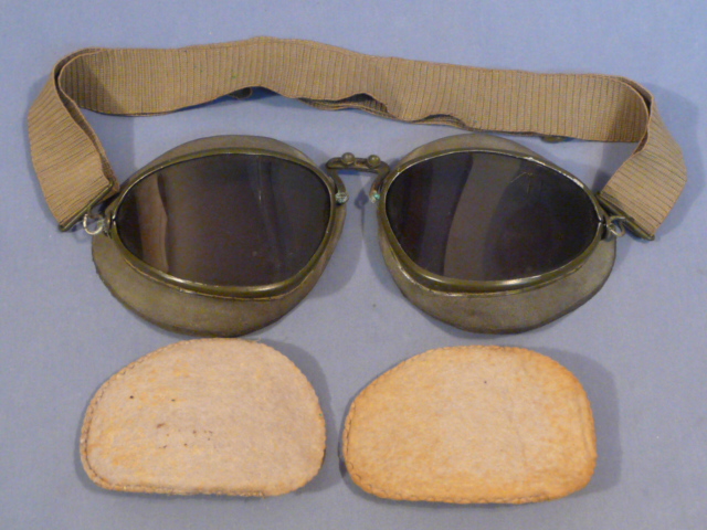 Original WWII German Luftwaffe (Air Force) Pilot's Goggles w/Spare Lenses