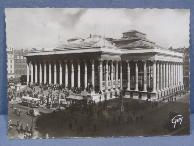 Original WWII Era French Architecture Postcard, Paris et ses Merveilles La Bourse