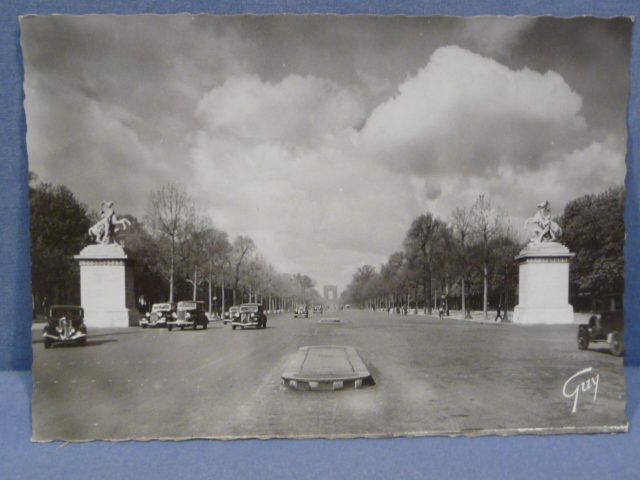 Original WWII Era French Architecture Postcard, Paris et ses Merveilles Champs-Elysees