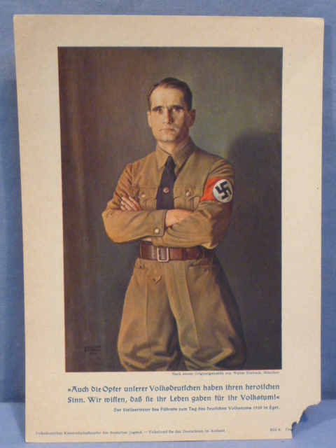 Original WWII German Personality Print, Rudolf Hess