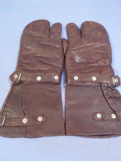 Original WWII? German All Leather Flight Gloves, Pair