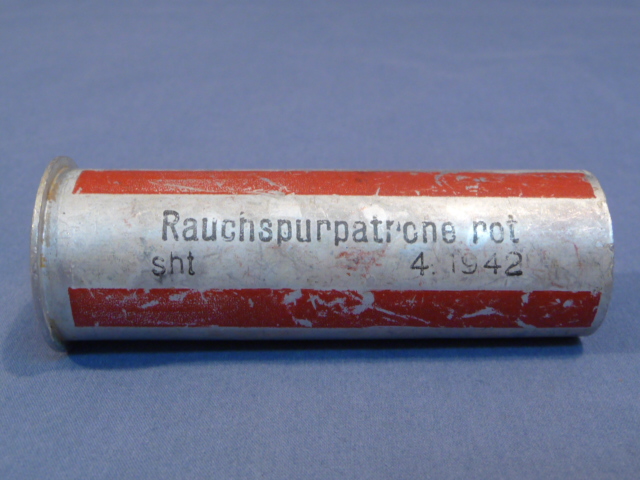 HOLD! Original WWII German Flare Round Casing, 1942 Red Smoke