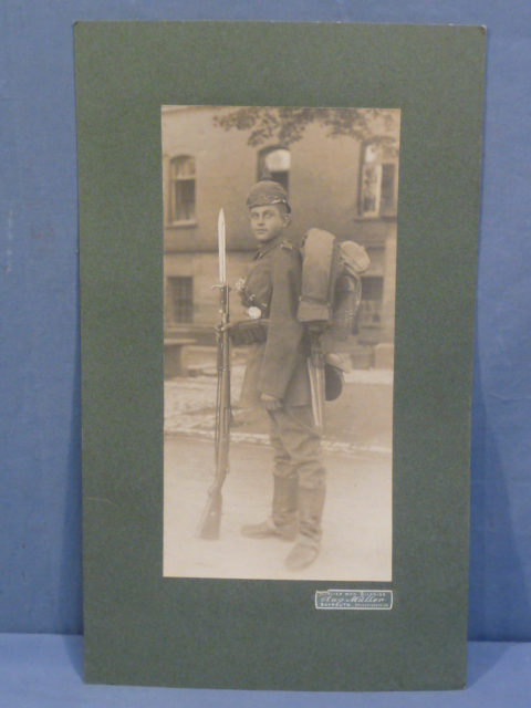 Original WWI German Foot Soldier's Photograph on Stiff Backing