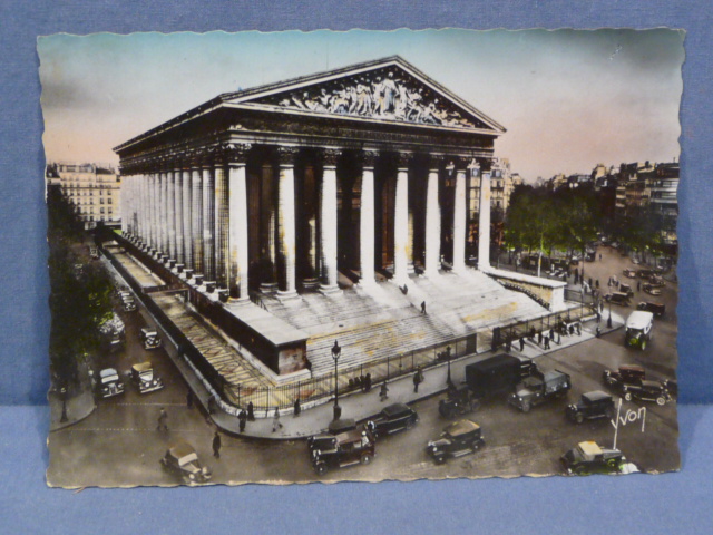 Original WWII Era French Architecture Postcard, Paris en Flanant Eglise de la Madeleine