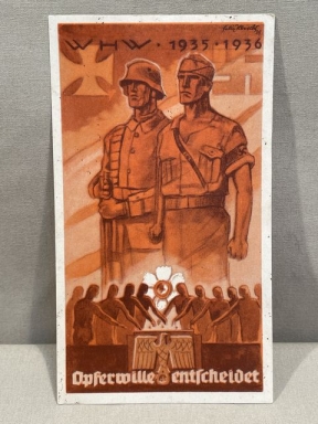 Original Nazi Era German WHW 1935-1936 Willingness to Sacrifice Commemorative Card