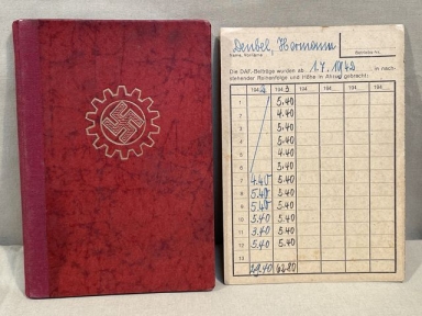 Original Nazi Era German DAF Membership ID/Dues Book PLUS
