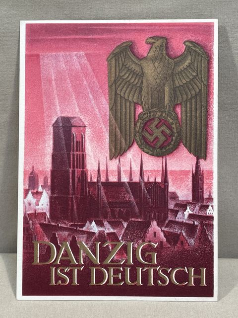 Original Nazi Era German WHW DANZIG IS GERMAN Postcard, Danzig ist Deutsch