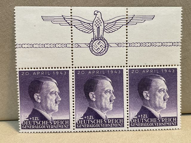 Original Nazi Era German Postage Stamp Section from General Government
