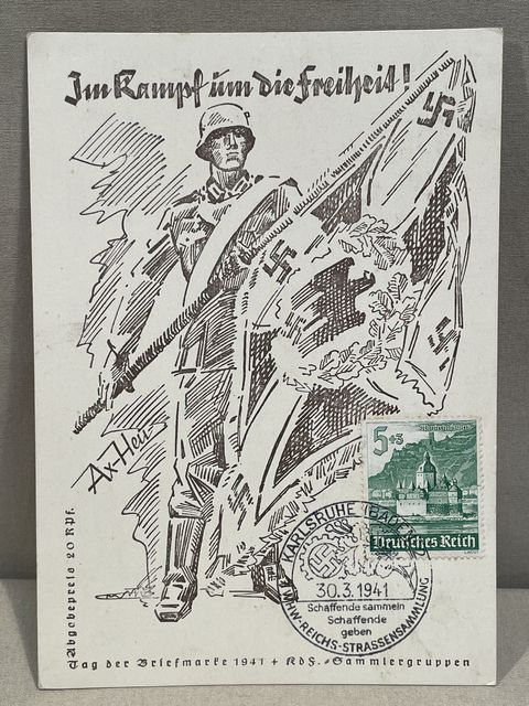 Original WWII German DAF/WHW FIGHT FOR FREEDOM! Commemorative Card