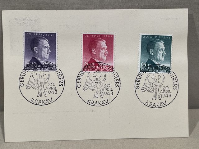Original WWII German Commemorative Postcard, Hitler's Birthday 1943 KRAKAU