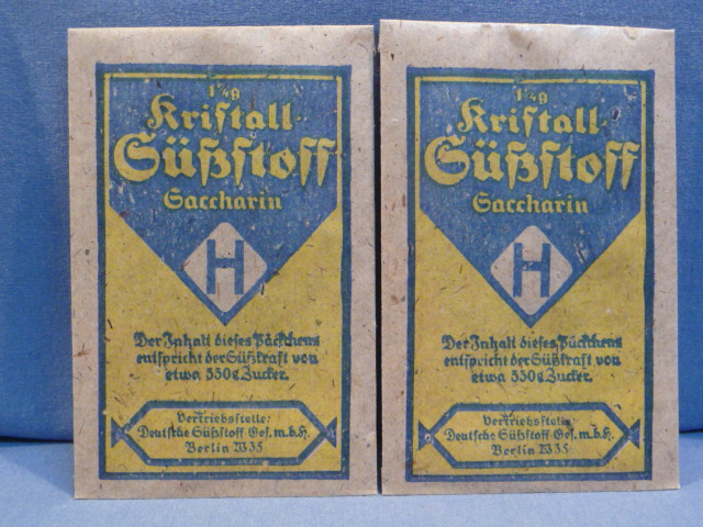 Original WWII Era German Set of 2 Packets of Saccharin