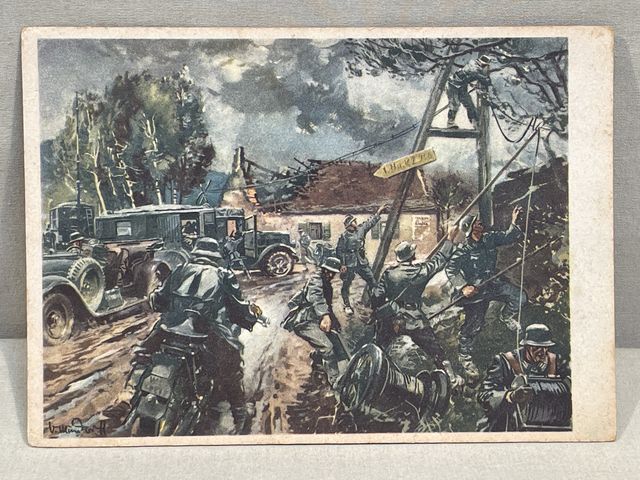 Original WWII German Military Themed Postcard, Signals Troops