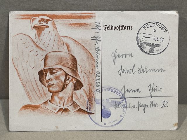 Original WWII German Propaganda Themed Feldpost Postcard