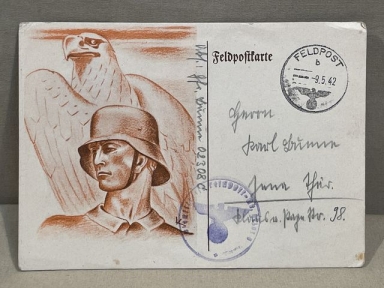 Original WWII German Propaganda Themed Feldpost Postcard