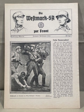 Original Nazi Era German SA Newsletter, Die Westmark-SA zur Front