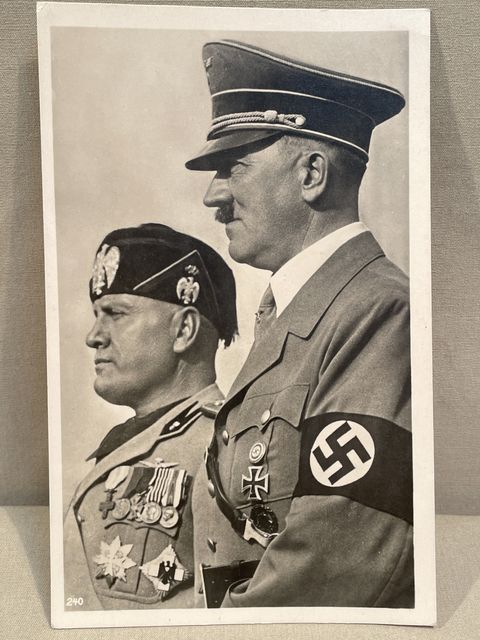 Original WWII German Personality Postcard, HITLER & MUSSOLINI!