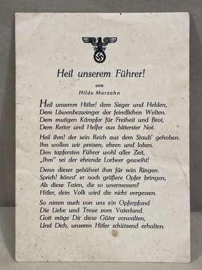 Original Nazi Era German Propaganda Themed Postcard, Heil unserem Fhrer!