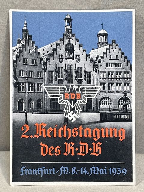 Original 1939 German Propaganda Themed RDB Postcard, 2 Reichstagung des RDB