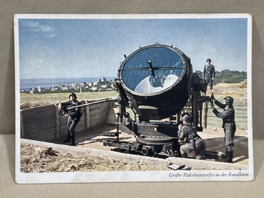 Original WWII German Luftwaffe Themed Postcard, Large Anti-Aircraft Searchlight