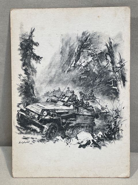 Original WWII German Military Themed Postcard, 251C Halftrack!