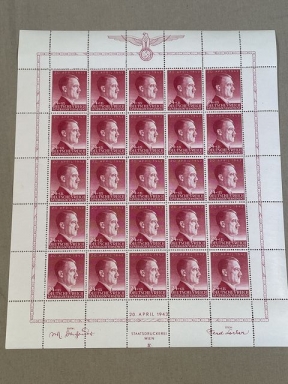 Original Nazi Era German Postage Stamp Set, General Government Hitler's Birthday 1943