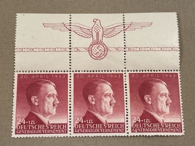 Original Nazi Era German Postage Stamp Section from General Government