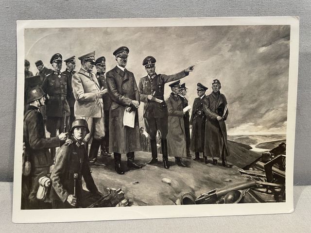 Original WWII German Personality Postcard, HITLER and GENERALS!