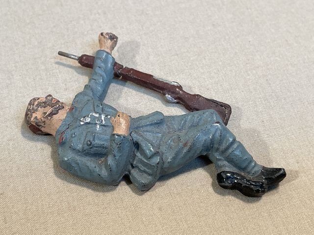 Original Nazi Era German Dead French Toy Soldier, LINEOL