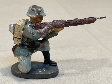 Original Nazi Era German Toy Soldier Kneeling w/Shooting Rifle, Elastolin
