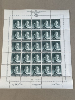 Original Nazi Era German Postage Stamp Set, General Government Hitler's Birthday 1943