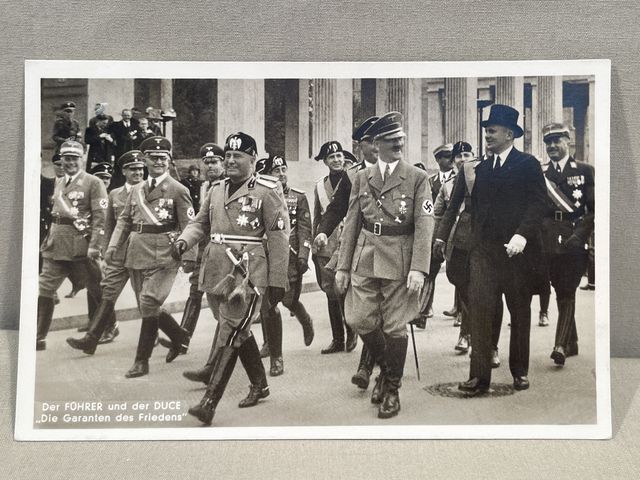 Original WWII German Personality Postcard, HITLER & MUSSOLINI!