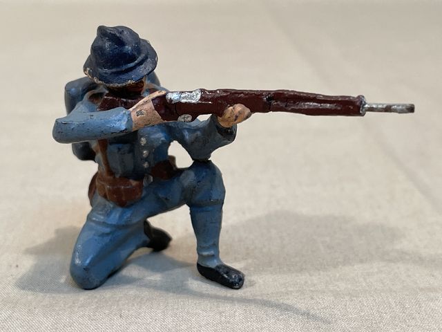 Original Nazi Era German Toy Soldier, Kneeling Shooting French Soldier
