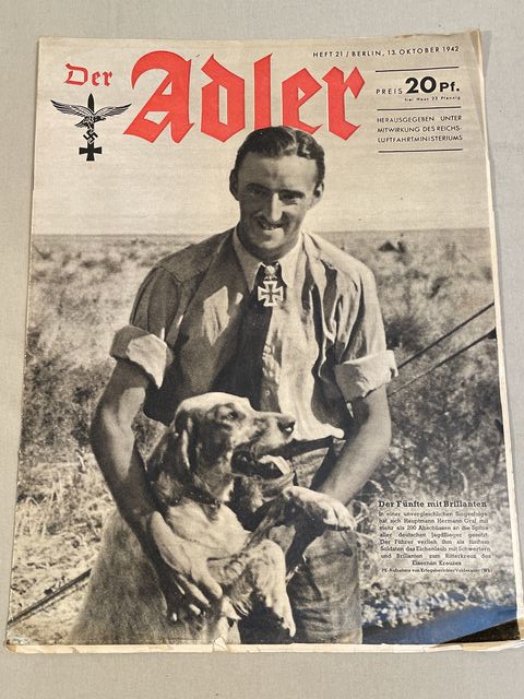 Original WWII German Luftwaffe Magazine Der Adler, October 1942