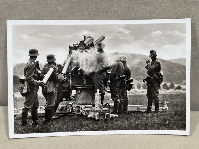 Original WWII German Military Themed HJ Postcard, Our Luftwaffe 8.8cm Flak