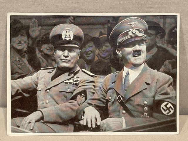 Original WWII German Personality Postcard, HITLER & MUSSOLINI!