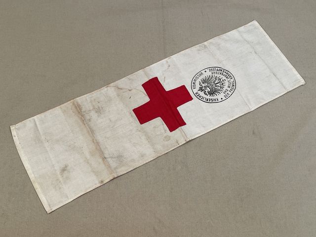 Original WWI German Military Red Cross Arm Band, FREIWILL. KRANKENPFLEGE