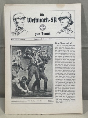 Original Nazi Era German SA Newsletter, Die Westmark-SA zur Front