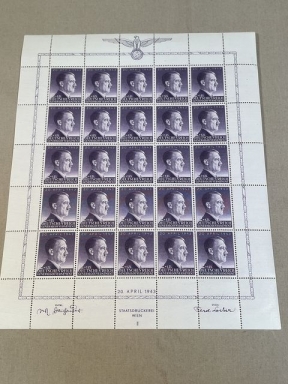Original Nazi Era German Postage Stamp Set, General Government Hitler's Birthday 1943