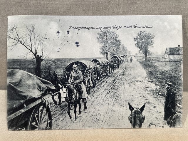 HOLD! Original WWI German Military Themed Postcard, Bagagewagen