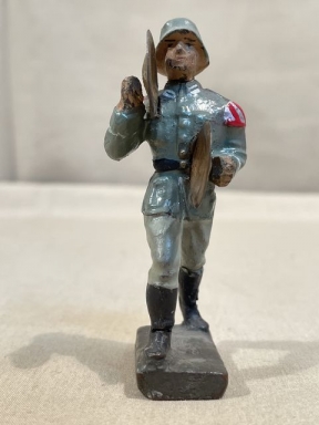 Original Nazi Era German Toy Soldier Marching Cymbals Player, LINEOL