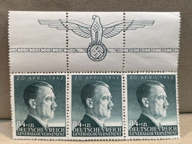Original Nazi Era German Postage Stamp Section from General Government