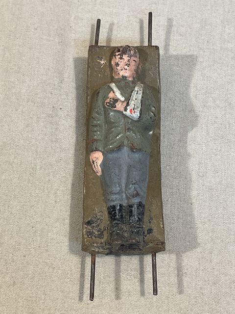 Original Nazi Era German Wounded Toy Soldier on Stretcher, LINEOL